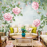 温馨浪漫玫瑰大型壁画 客厅沙发电视背景墙壁纸 卧室墙纸婚房无缝
