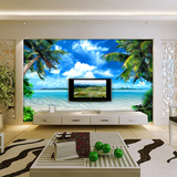 无缝墙布大型壁画客厅大海沙滩椰树清新卧室电视沙发背景墙纸壁纸
