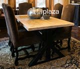 美式乡村全实木餐桌复古铁艺做旧咖啡厅酒吧桌工业风格办公电脑桌
