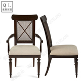美式阳台休闲实木布艺高靠背设计师扶手艺术创意设计餐椅书桌椅子