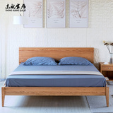 原木北美橡木新款雕刻床软靠布原现代简约实木床北欧宜家床双人床