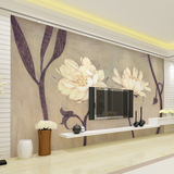 欧式环保简约个性环保立体3D花卉电视客厅卧室沙发无缝壁画墙纸