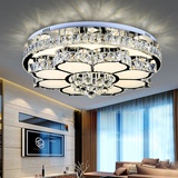 现代简约led吸顶灯 大气圆形客厅灯创意花形不锈钢水晶灯卧室灯具