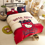 英伦凯蒂猫kt全纯棉四件套1.8m韩版卡通1.5米双人儿童床单式特价