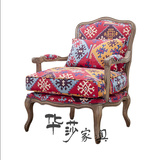 高档新古典后现代美式单人沙发简约欧式时尚布艺家具样板房可定制