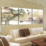 装饰画现代中式客厅挂画卧室壁画三联画无框画墙画水墨荷花中国风