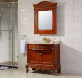 欧式美式仿古浴室柜组合高档红橡木实木组合洗手盆镜柜卫浴柜台盆