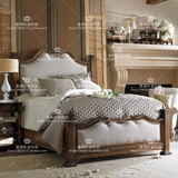 出口美式乡村实木床法式橡木复古双人床实木雕刻造型床婚床公主床