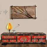 新中式实木仿古彩绘电视柜视听柜纯手绘地柜 矮柜 储物柜古典家具