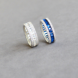 斯里兰卡仿真蓝宝石纯银包18K白金镶彩色钻石戒指指环女王节礼品