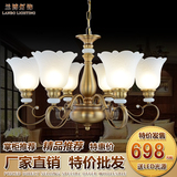 欧式吊灯现代复古仿铜灯具客厅卧室餐厅玻璃罩灯创意美式铁艺吊灯