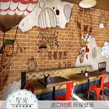 怀旧砖纹砖墙卡通壁纸咖啡店餐厅儿童房卧室背景墙纸环保大型壁画