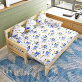包邮实木沙发床 双人推拉坐卧两用 1.2米1.5米伸缩床折叠床抽拉床