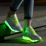 夜光鞋USB充电荧光LED发光鞋闪光板鞋七彩带灯鞋碎花女鞋灯光鞋女