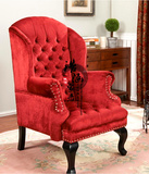 美式实木布艺单人沙发椅 法式欧式客厅休闲椅老虎椅 高背椅定制