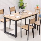 现代简约钢木餐桌圆角家用小户型饭店餐馆餐桌椅组合快餐桌饭桌
