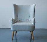 美式单人沙发椅北欧宜家淡蓝色阳台客厅休闲沙发地中海风格小沙发