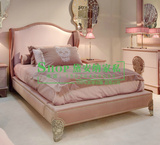 新古典后现代床 布艺软靠床 美式儿童床 布艺粉色床