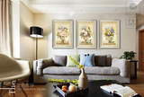 欧式沙发背景墙装饰画油画定制三联走廊花卉画框美克美家客厅卧室