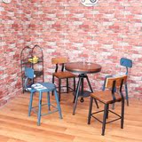 复古咖啡厅休闲吧酒吧奶茶店桌椅组合创意个性实木工业风小圆桌