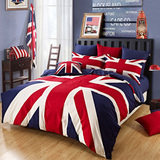 英国旗米字旗四件套儿童床上用品卡通四件套男士床笠款时尚被套