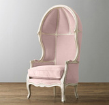 美式乡村实木太空椅 粉色公主单人沙发椅休闲贝壳椅太空椅蛋壳椅