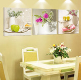 现代餐厅装饰画墙壁挂画清新水果画厨房餐桌墙面三联画无框画墙画