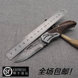 锻打中国大马士革刀小折刀收藏送礼精品刀户外实用多用刀新款手工