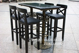 碳化复古实木酒吧桌椅组合 咖啡桌椅套件 高脚凳 吧台椅 厂家直销