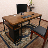 美式铁艺实木电脑桌办公桌台式电脑桌椅组合简约书桌办公室桌子