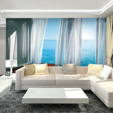 欧式3d立体壁画 客厅沙发背景墙纸 电视风景壁纸 地中海墙布无缝