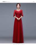 新娘宴会晚礼服2016新款韩式红色修身长款结婚中袖敬酒服连衣裙春