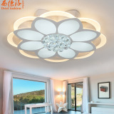 水晶灯创意温馨 现代简约LED客厅灯大气圆形卧室灯调光艺术花形灯