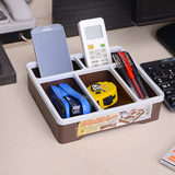 日本进口办公桌面收纳盒塑料分格收纳架化妆品遥控器整理储物盒子