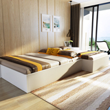 北欧简约实木床无床头床架1.2米储物床小户型高箱床榻榻米床1.5米