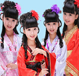 儿童古装汉服女童民族风舞蹈演出服装大童中国风仙女裙古筝表演服