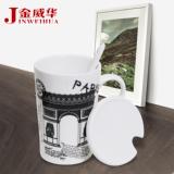 韩国创意陶瓷大马克杯可爱带盖带勺星巴克情侣水杯子新骨瓷咖啡杯