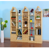 特价实木书柜简约自由组合学生书橱松木落地置物架书柜儿童带门柜
