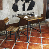 loft铁艺复古餐桌椅组合户外做旧方桌椅酒吧休闲吧咖啡厅桌椅组合
