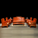 品藏红木客厅家具花梨木复古沙发实木镂空国色天香沙发组合十件套