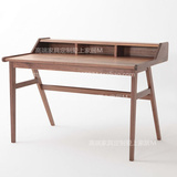 纯实木书桌 美式黑胡桃色红橡木电脑桌 三抽书桌写字台办公桌家具