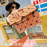 几何镭射菱格包魔方手袋女包2016新款菱形格折叠包时尚韩版手拿包