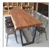 仿古不规则餐桌实木美式酒吧长桌LOFT铁艺办公桌会议桌工作台桌椅