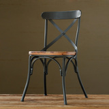 美式铁艺实木办公椅做旧复古餐椅咖啡厅酒吧椅子简约靠背吧台椅