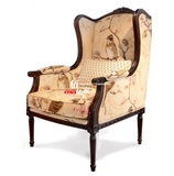 美式实木仿古雕花单人沙发椅欧式地中海法式咖啡厅休闲老虎椅定制