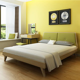 床1.8米1.5m实木床简约现代 北欧宜家卧室单双人床新款软靠公主床