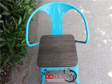 美式工业风铁艺餐椅铁皮椅咖啡椅主题餐厅桌椅彩色铁椅靠背椅子