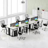 新款简约现代办公家具职员办公桌黑白蝴蝶屏风员工桌4人组合工位