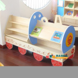 幼儿园儿童卡通火车头造型双面图书柜展示架资料柜玩具收拾架