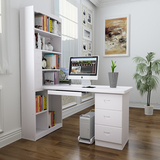 实木电脑桌台式家用现代简约学生办公宿舍写字桌简易书柜书架组合